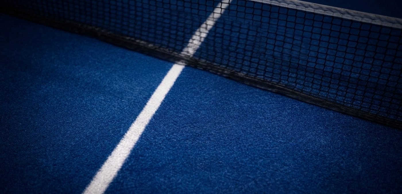 Padel Court im Padel Move Club Karlsruhe – Netz und Linie in Nahaufnahme